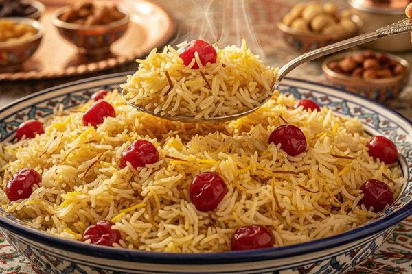 سرو آلبالو پلو با گوشت چرخکرده قلقلی