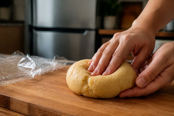 ورز دادن و استراحت خمیر شیرینی ساق عروس مازندرانی