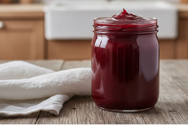 ریختن رب آلوچه در شیشه