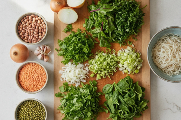 آماده‌سازی حبوبات، سبزی آش برگ چغندر، سیر و پیاز