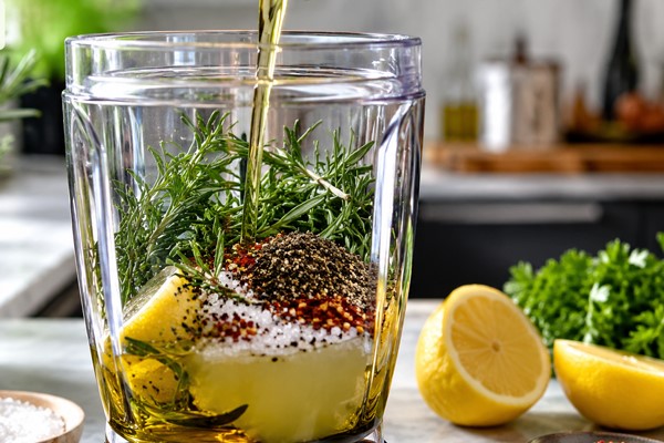 آماده‌سازی مرینیت گوشت استیک با رزماری و لیمو