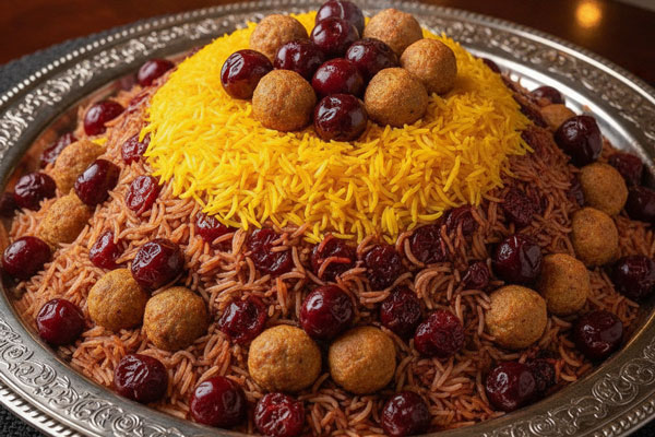 سرو آلبالو پلو با آلبالو فریزری