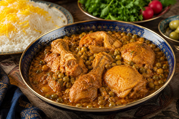 خورشت نخود فرنگی با مرغ