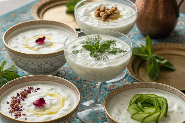 تزیین ماست و خیار تک نفره