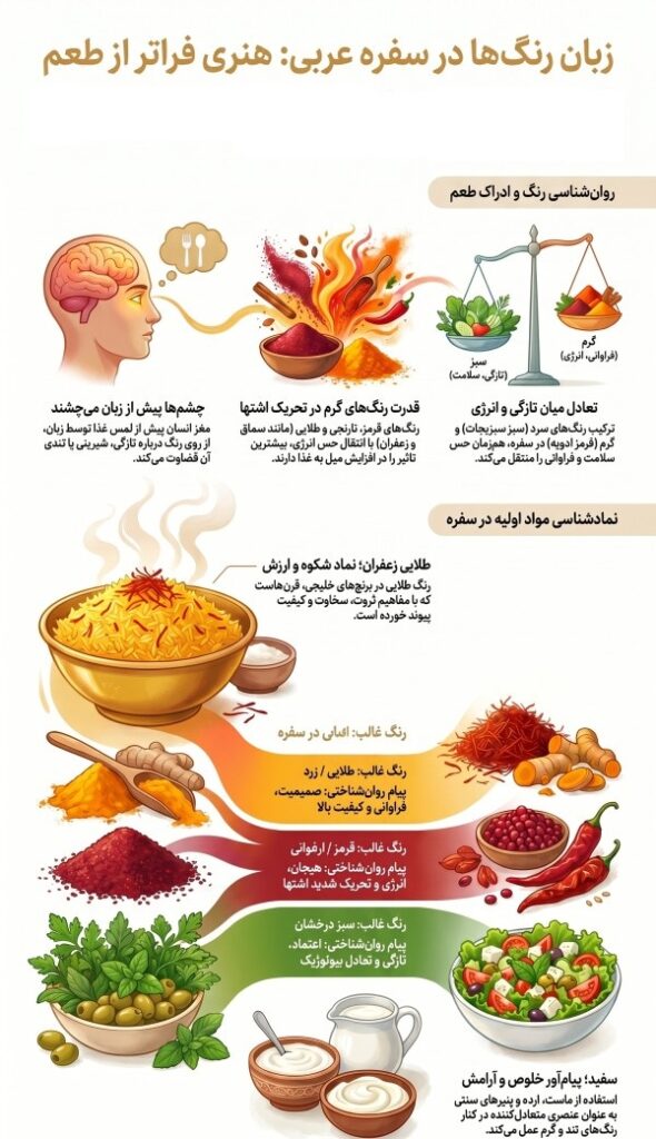 اینفوگرافیک رنگ در غذاهای عربی