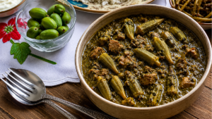 طرز تهیه خورشت بامیه با سبزی