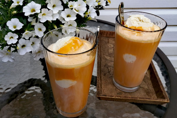 آب هویج بستنی در لیوان سرو 