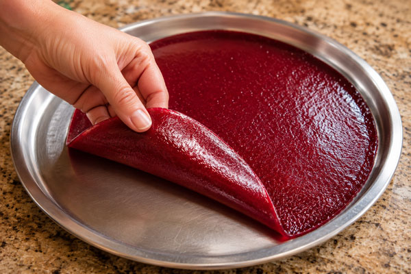 خنک و جدا کردن لواشک تهیه شده روی گاز