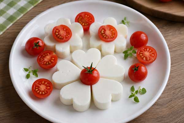 تزیین پنیر با گوجه گیلاسی