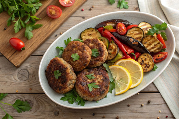 سرو کتلت بادمجان با دورچین