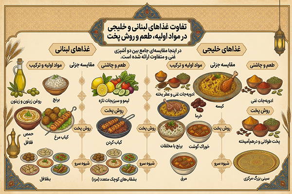تفاوت غذایی خلیجی و لبنانی
