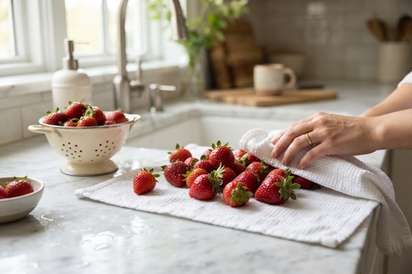 آماده سازی توت فرنگی برای تهیه کره