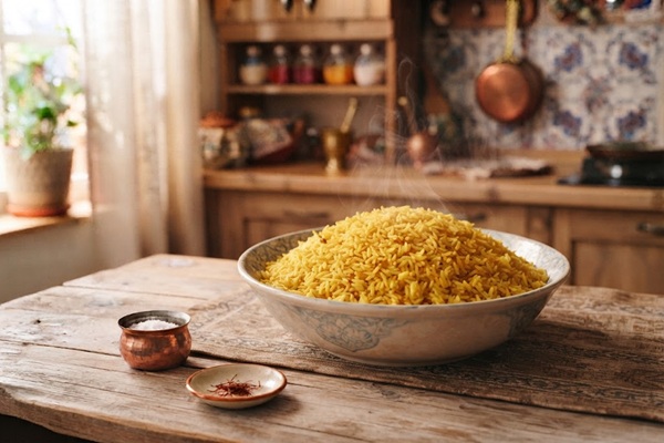 سرو پلو زردچوبه