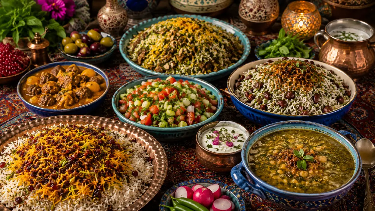 سفره ای از غذاهای محلی شیرازی