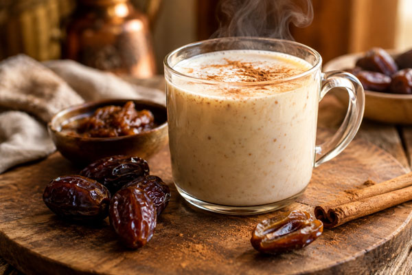 نوشیدنی پاییزی شیر خرما دارچین