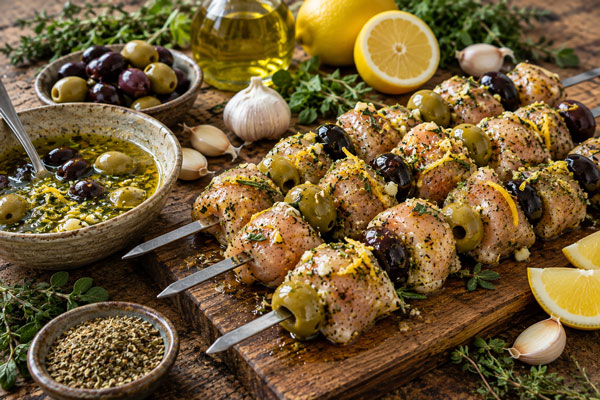 مرینت جوجه کباب با روغن زیتون و لیمو تازه