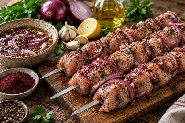 مرینت جوجه کباب با سماق و پیاز