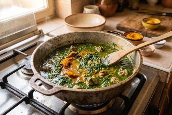 پخت خورشت ریحان روی گاز