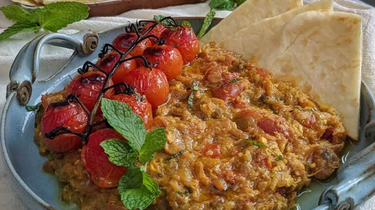 طرز تهیه میرزا قاسمی بدون تخم مرغ