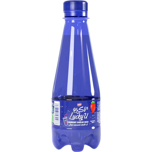 آب گازدار با طعم توت‌ فرنگی لاکی‌ یو 250 میلی لیتر