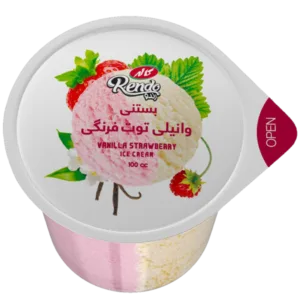 بستنی ‌وانیلی توت فرنگی‌‌ لیوانی‌‌ رندو‌