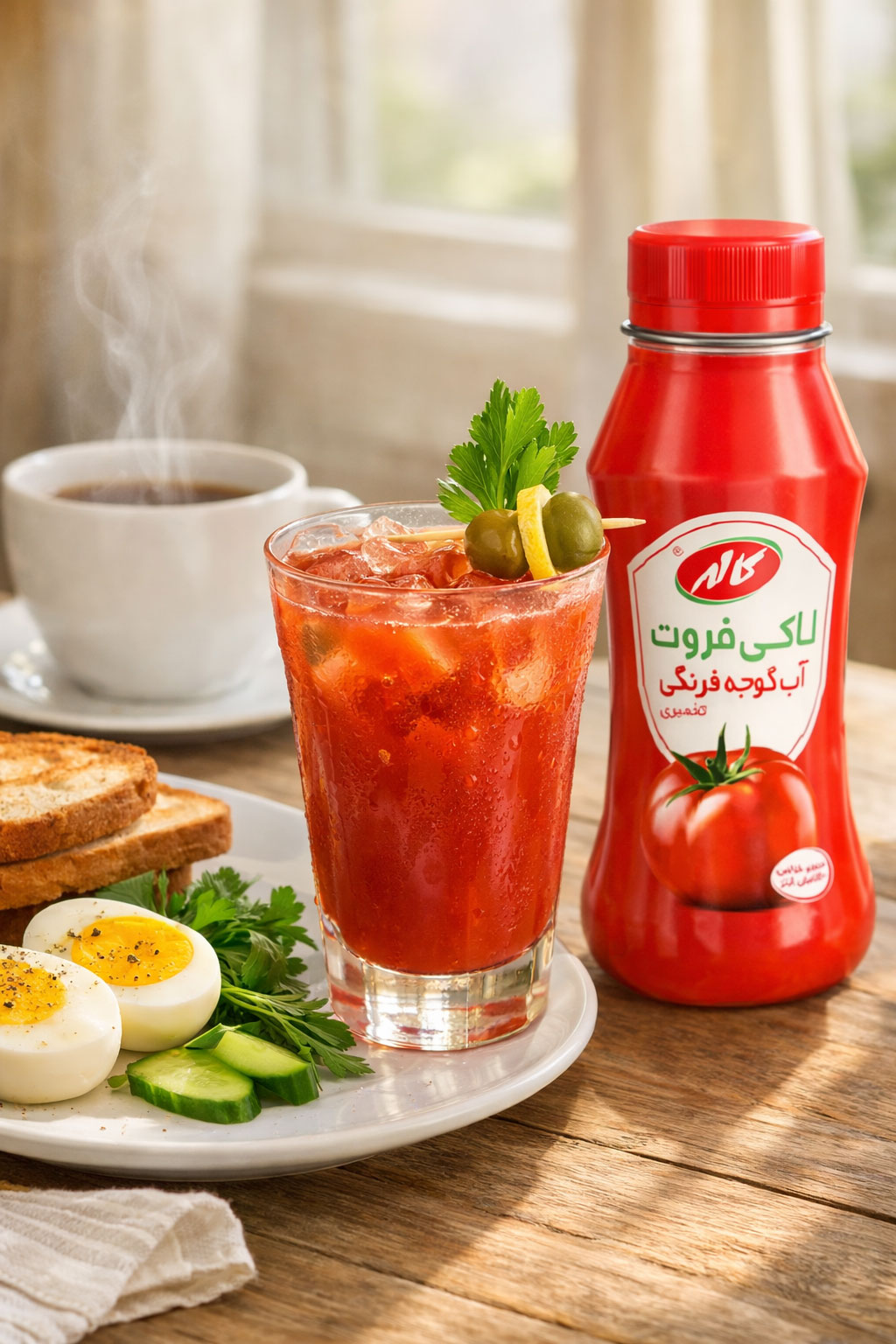 آب گوجه لاکی فروت در صبحانه